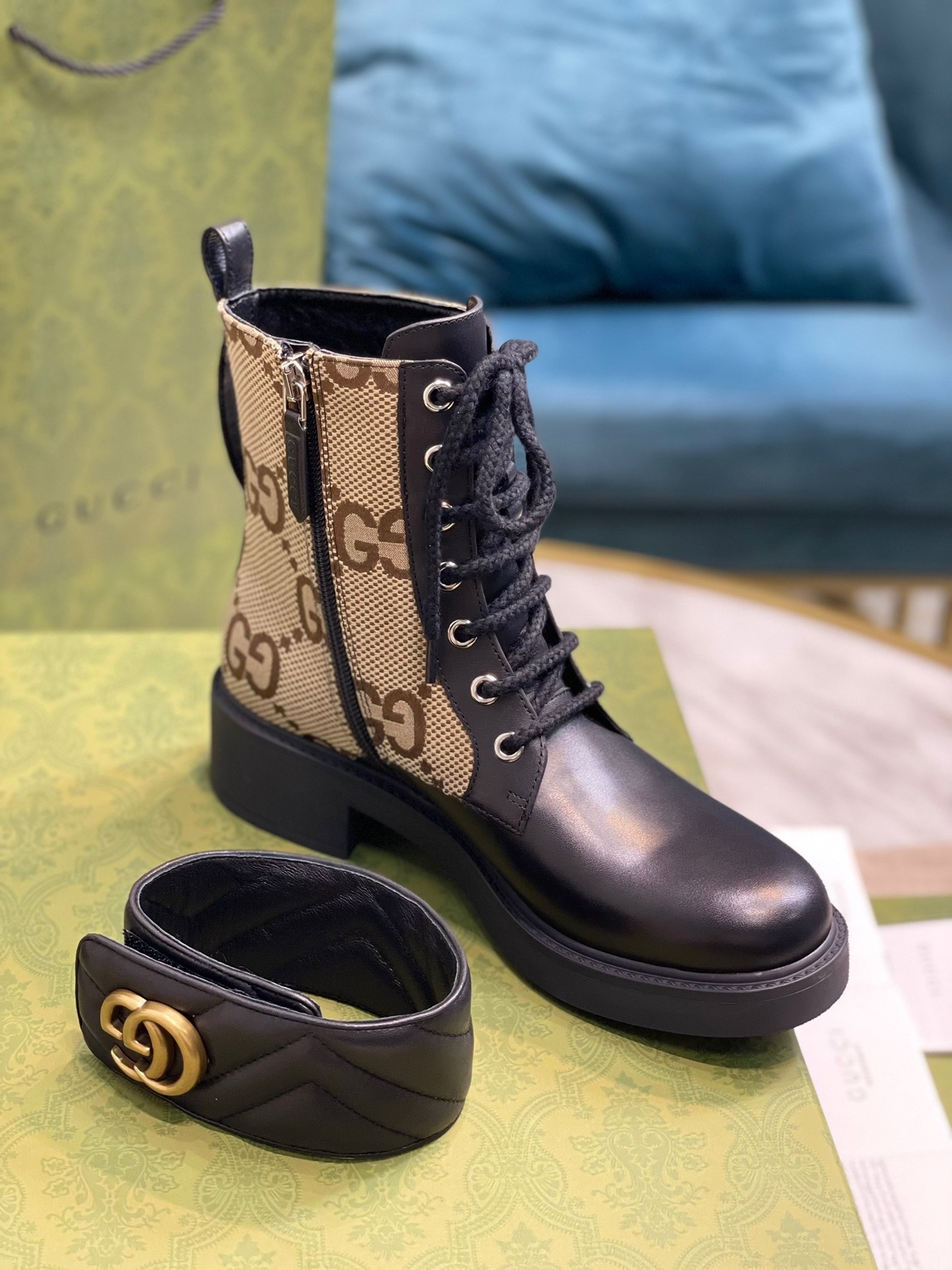 GUCCI SHOES women's ankle boot with double g 678984 (190usd)(2ED4)