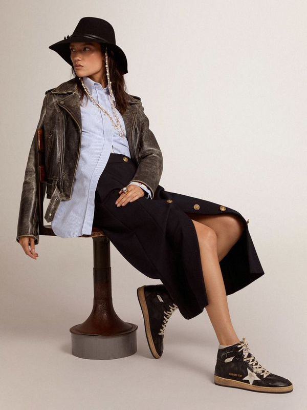 golden goose Sky-Star sneakers in black nappa leather with white nappa-leather star(4DF3)