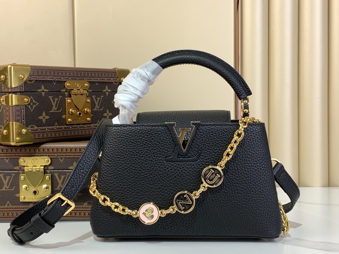 LV-Handbags K00014 Black∕Chain(BBA0)