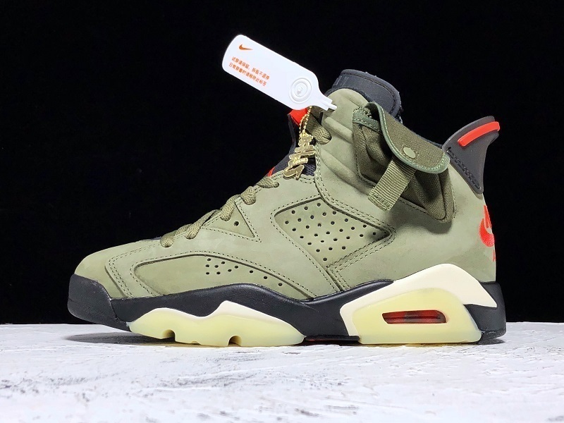 jordan 6 CN1084 200 H12 TRAVIS SCOTT X AIR JORDAN 6 MEDIUM OLIVE BLACK RED MAN 40 46 3095
