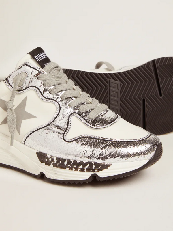 golden goose Silver and white Running Sole sneakers(91CC)