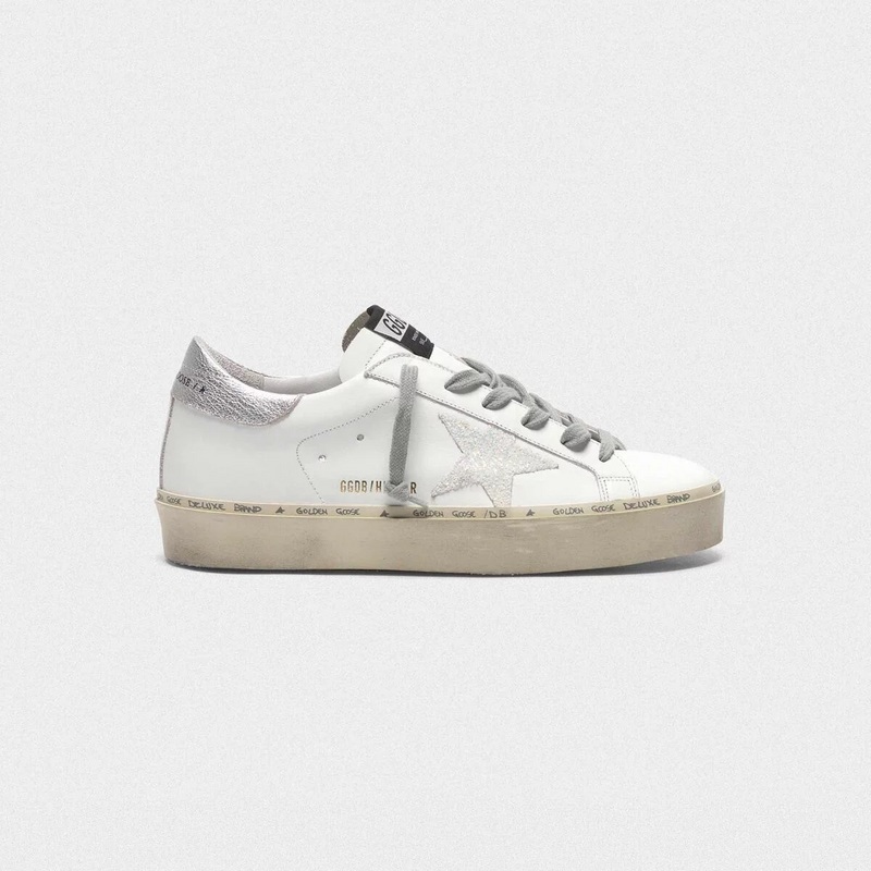golden goose Hi Star sneakers with iridescent star and silver heel tab(5E9D)