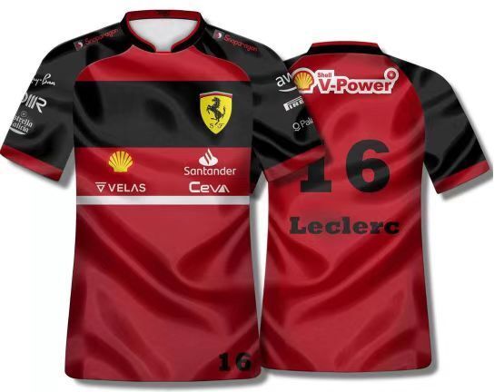 mercedes Ferrari 2022 F1 16 red black shirt S 5XL6F3B
