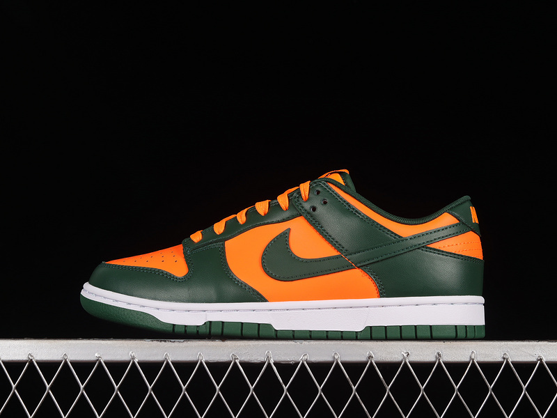 dunk 330 DD1391 300 SB DUNK LOW MIAMI HURRICANES GORGE GREEN WHITE TOTAL ORANGE UNISEX 36 47.