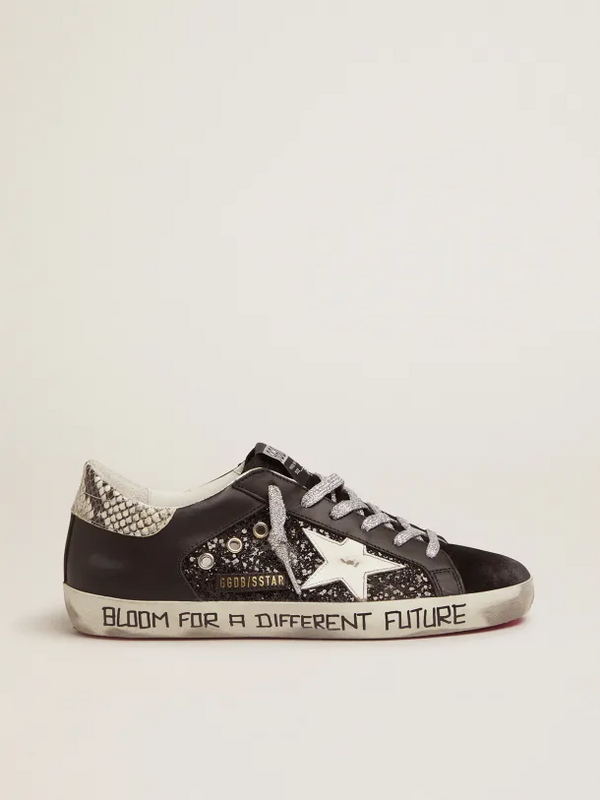 golden goose Super-Star sneakers with glitter and handwritten lettering(50FD)