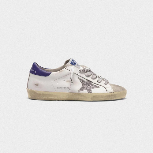 golden goose Superstar sneakers in leather with glittery star purple(E386)