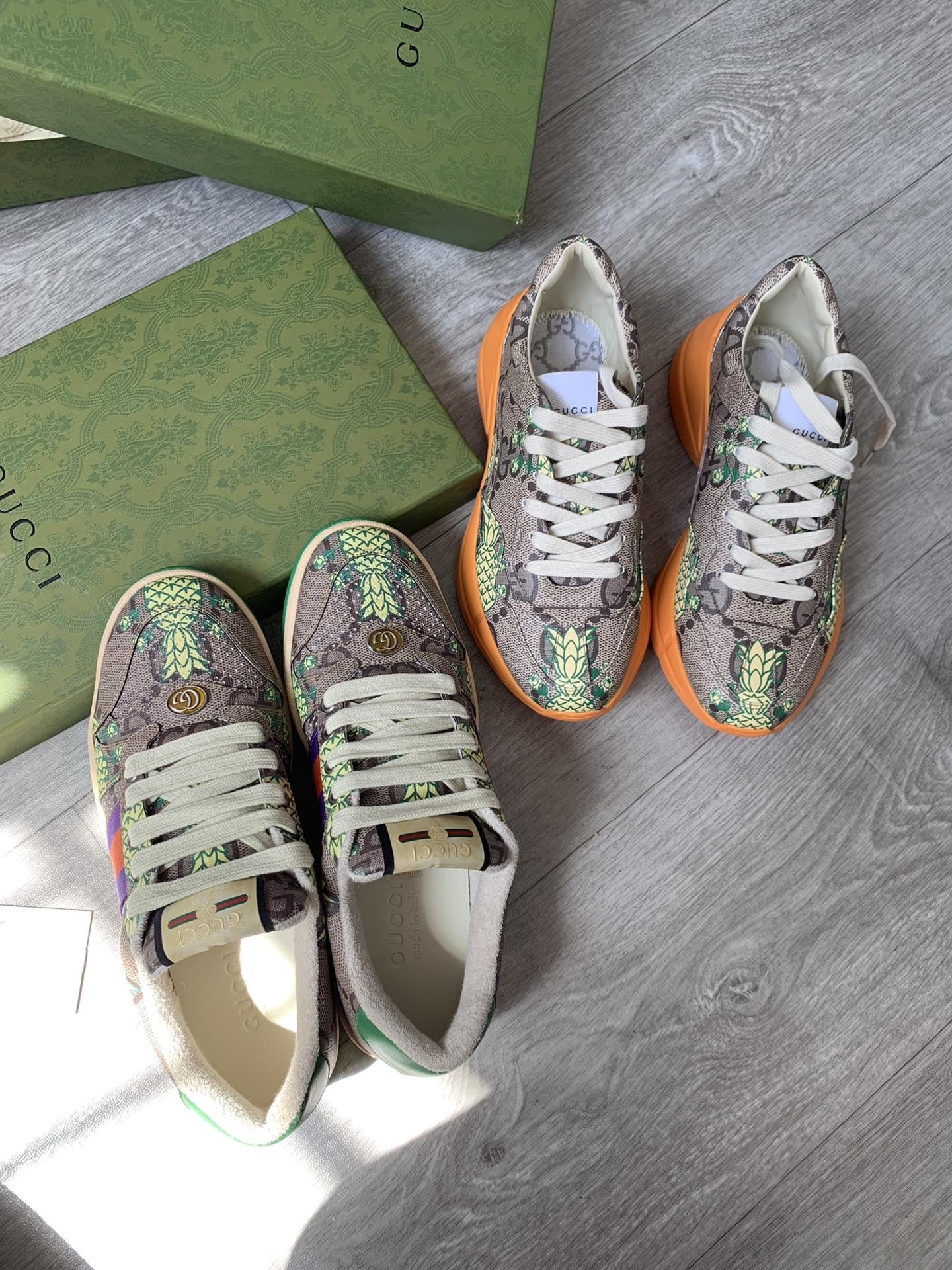 GUCCI SHOES Gucci pineapple screener sneaker 673409(170usd)(F7CF)