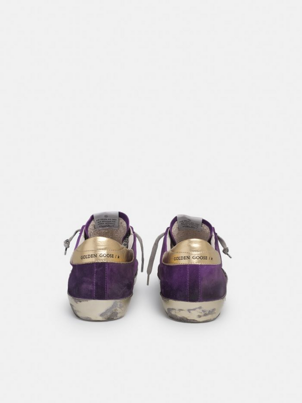 golden goose Purple suede Super-Star sneakers with gold heel tab(7942)