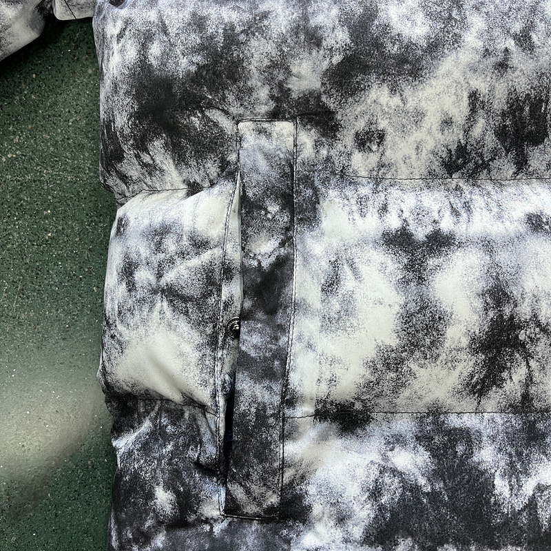 trapstar 389 hyperdrive puffer jacket tie dye black grey B5F6