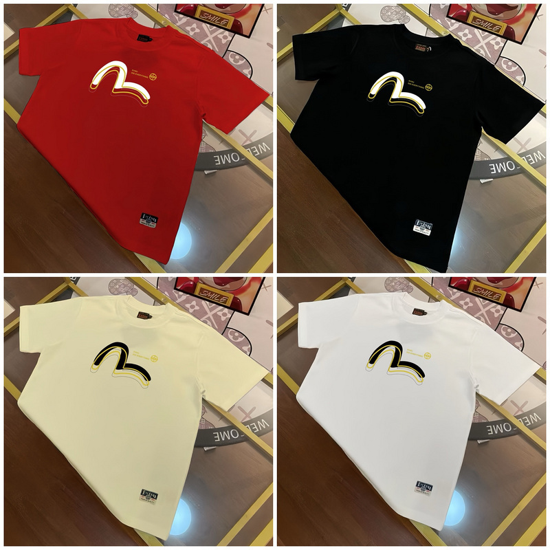 EVISU 1580）EVISU 福神 25新款 重疊 海鷗m 小字母 短袖 短T 潮流 時尚 n6