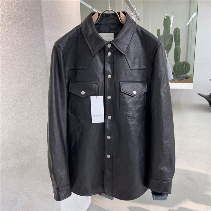 gucci 650 2021ss G cc Real Leather Jacket Top Version 84F6