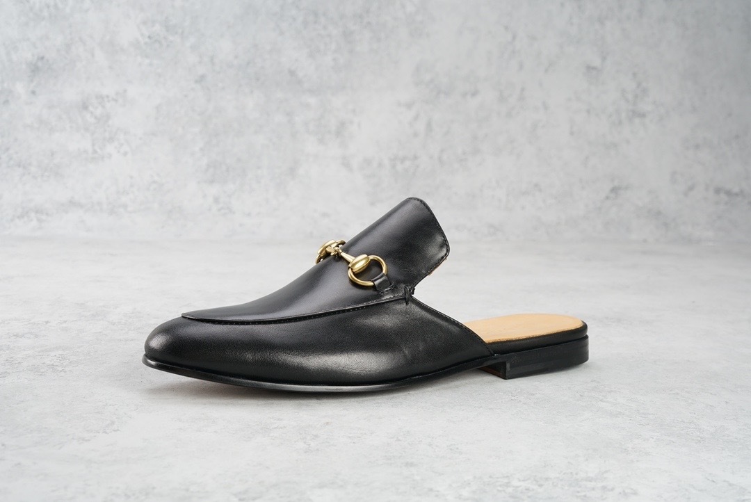GUCCI SHOES Gucci leather horsebit slipper 426219(180 usd)(A4EA)