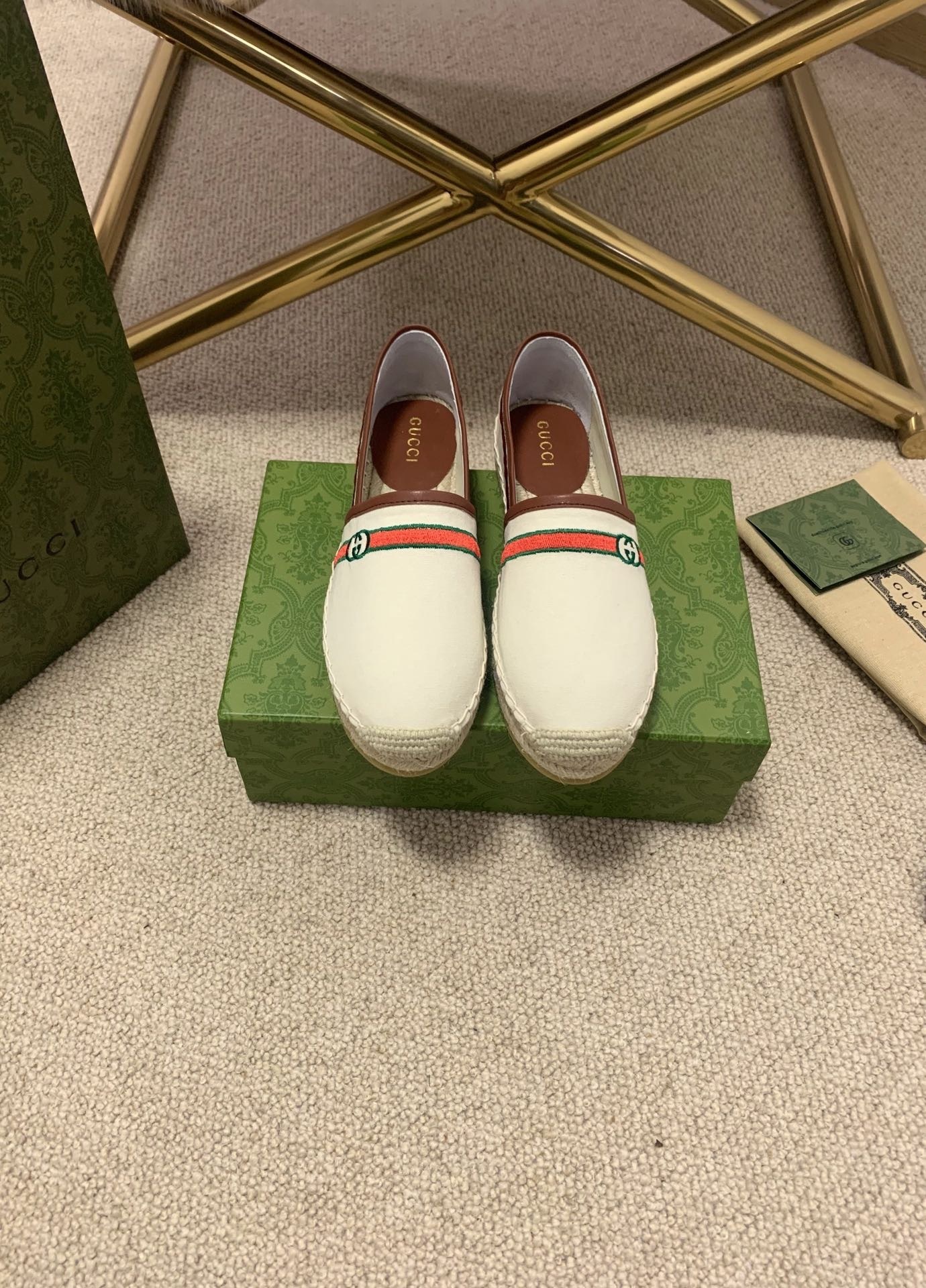 GUCCI SHOES Gucci embroidered espadrille 646216(140 usd)(4942)