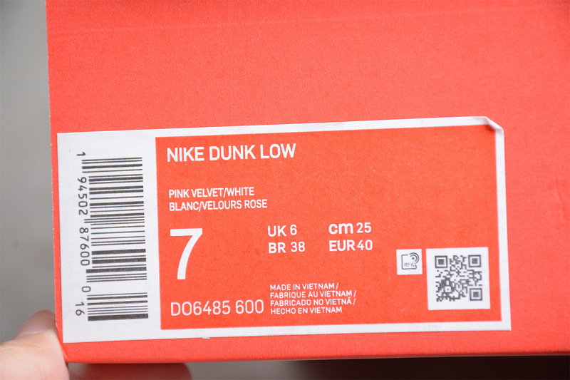 dunk 320 DO6485 600 SB DUNK LOW GS PINK VELVET WHITE WHITE PINK VELVET UNISEX 36 47.5 4120