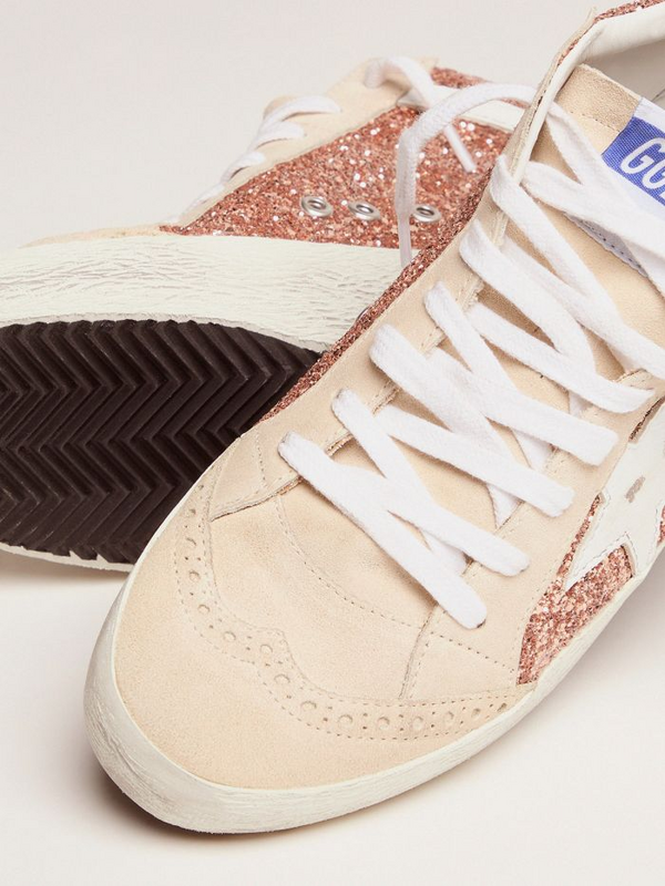 golden goose Mid Star sneakers with pink-gold glitter(1097)