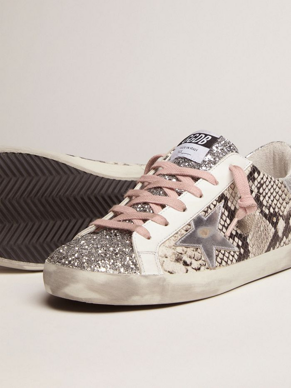 golden goose Super-Star LTD sneakers with snake print and glitter(2565)