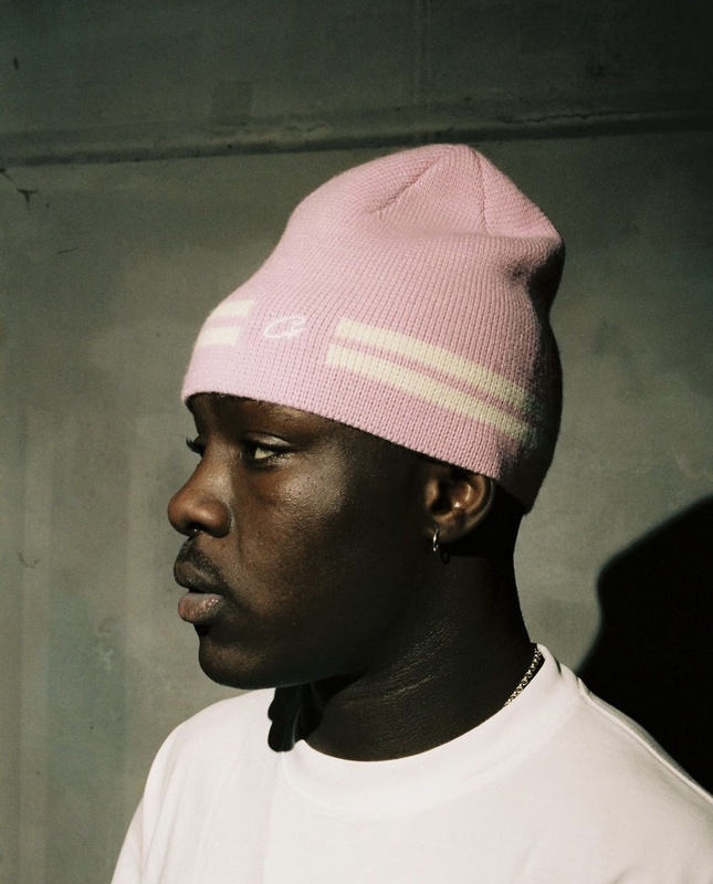 goat 55 knit stripe beanie pink2AA8