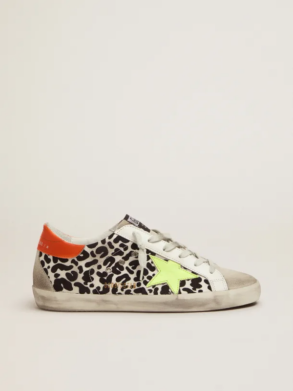 golden goose Leopard-print and neon Super-Star sneakers(74C8)