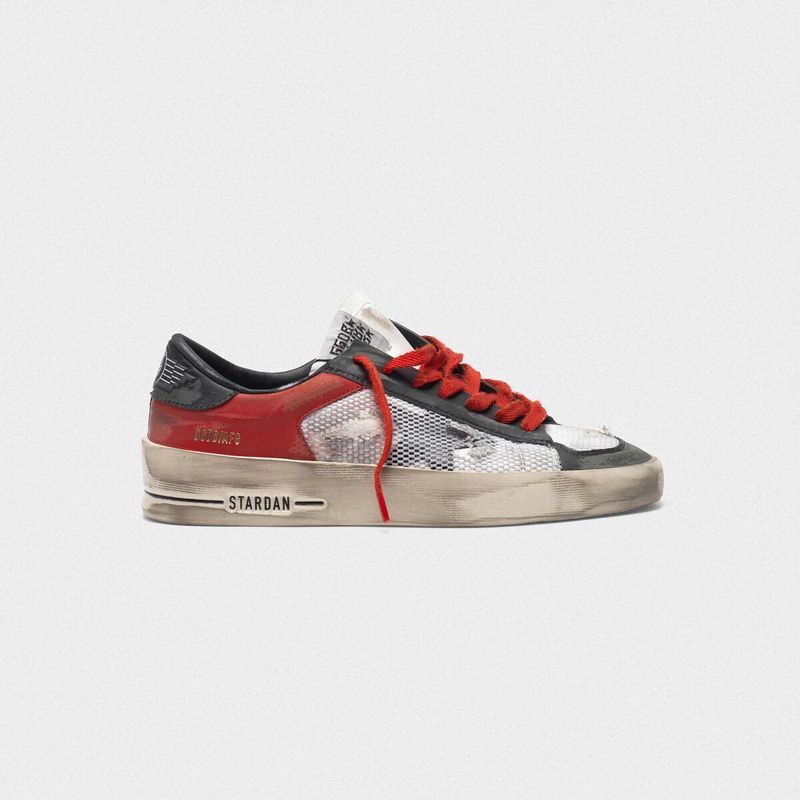 golden goose Distressed black and red Stardan LTD sneakers(071C)
