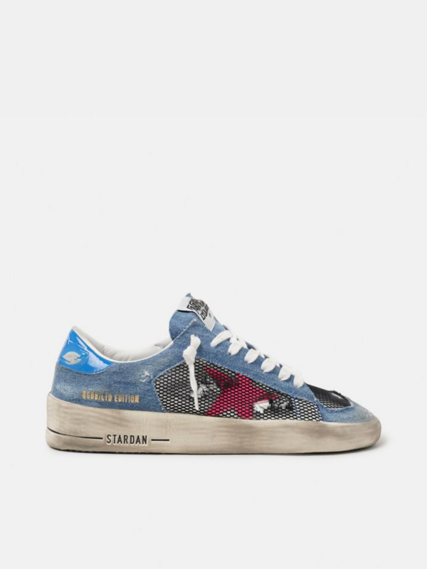 golden goose Women's Limited Edition LAB denim Stardan sneakers with fuchsia star(8BE8)