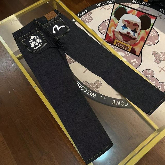 EVISU 2280）EVISU 福神 24s 佛頭 字母 海鷗 小直筒 牛仔長褲 牛仔褲 時�_002