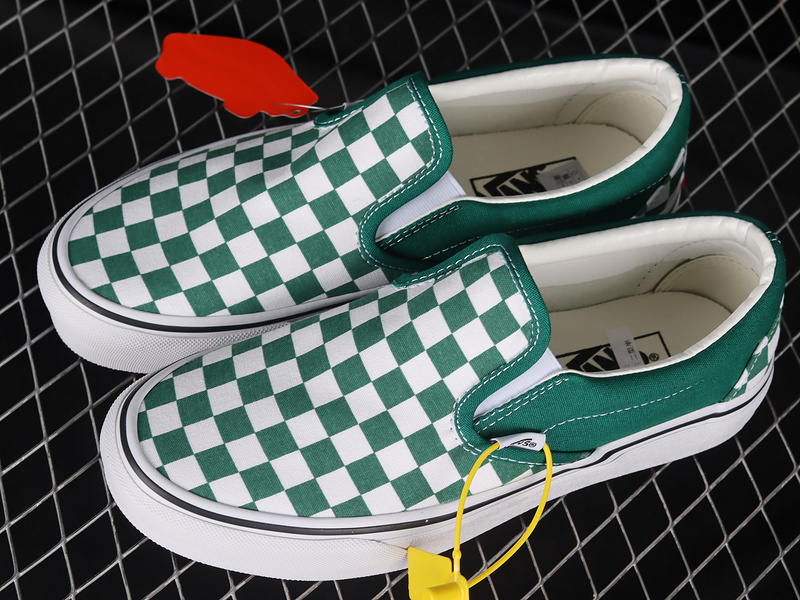 [VN0A7Q5D6QU]-[CHECKERBOARD CLASSIC SLIP-ON SHOES GREEN∕GREEN∕WHITE]-[WOMAN︰35-3...(BC14)
