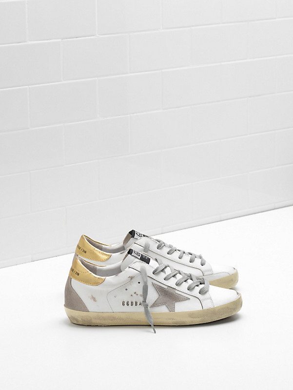 golden goose Superstar G33WS590.L66 Upper in calf leather Suede star Embossed logo lettering(
