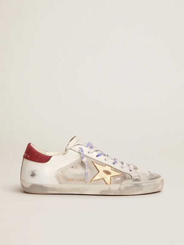 golden goose Super-Star Penstar sneakers in white leather and suede with gold laminated leath