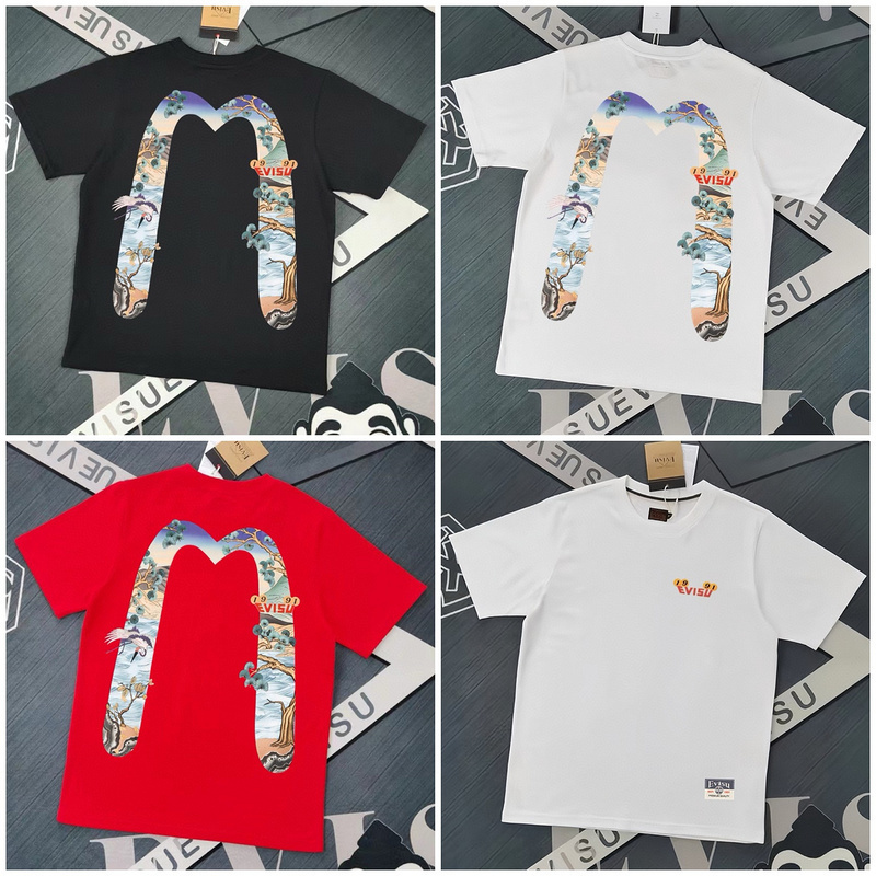 EVISU 1580）EVISU 福神 25新款 仙鶴 大m 1991 字母 短袖 短T 潮流 時尚 nE5