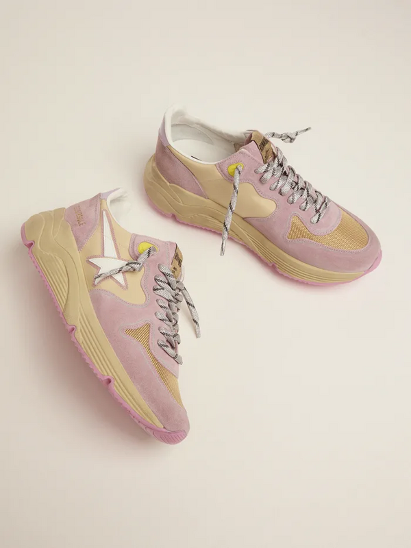 golden goose Pastel pink Running Sole sneakers with white star(5DC4)