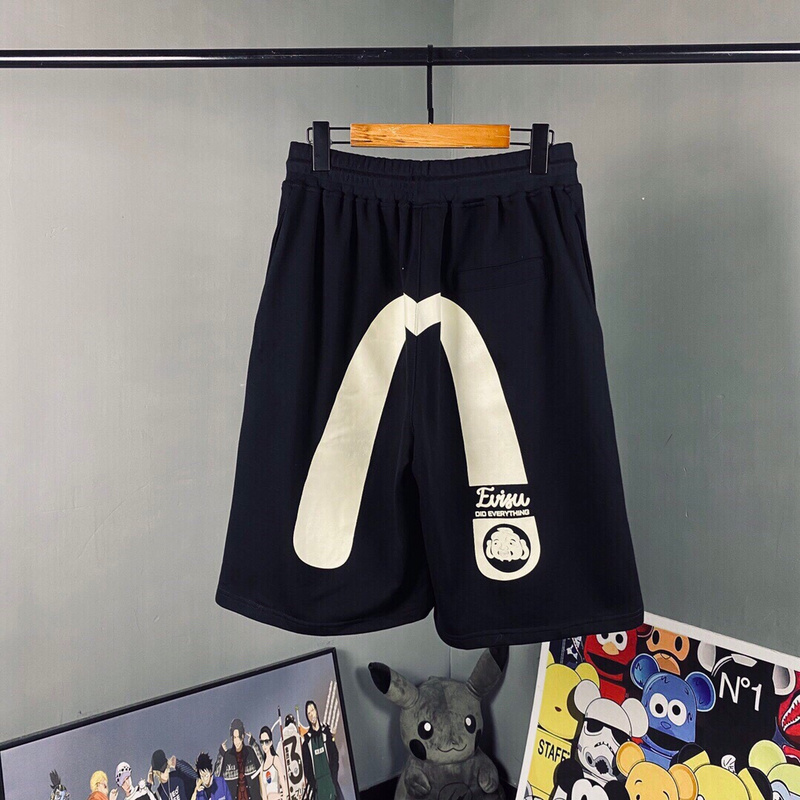 EVISU 1580）Evisu 福神 25新款 白 大M 佛頭 字母標籤 短褲 棉短褲 時尚