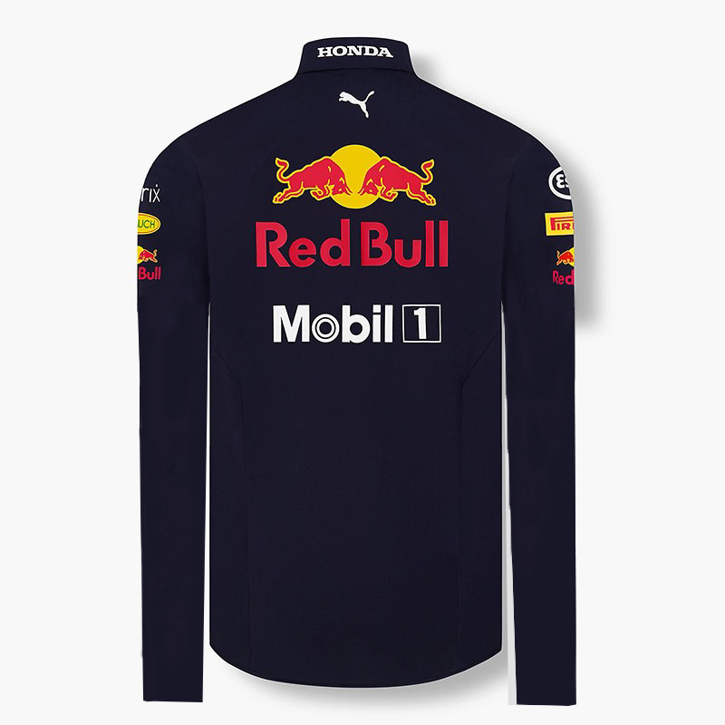 mercedes Red Bull 2021 F1 racing long sleeve blue polo shirtD107