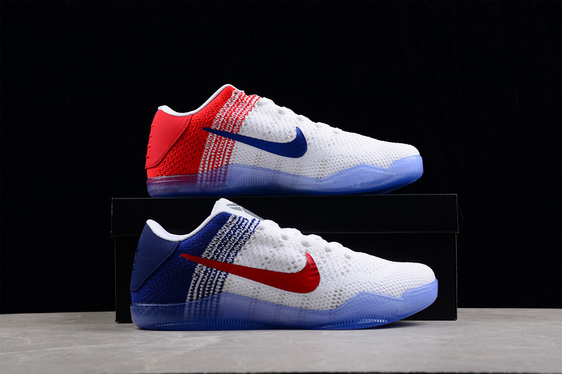 kobe 340 822675 184 KOBE 11 ELITE LOW WHITE UNIVERSITY RED DEEP BLUE METALLIC SILVER MAN 40 4