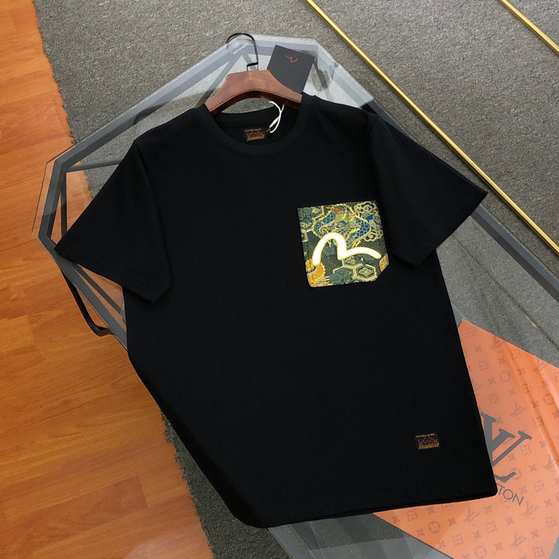 EVISU 1680）EVISU 福神 24新款 繡布 口袋 刺繡 龍 海鷗 花卉 短袖 短T �