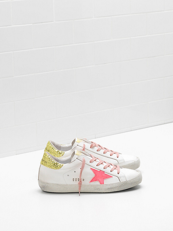 golden goose Superstar G34WS590.N92 Upper in calf leather Suede star Glitter coated heel tab(