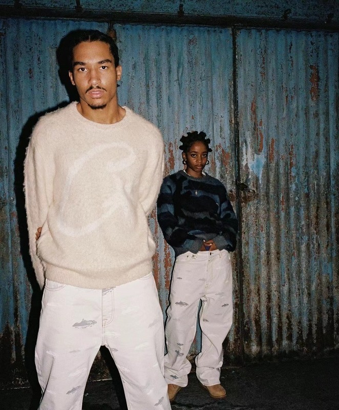 goat 185 Mohair kmit sweater deep ocean camo6A60