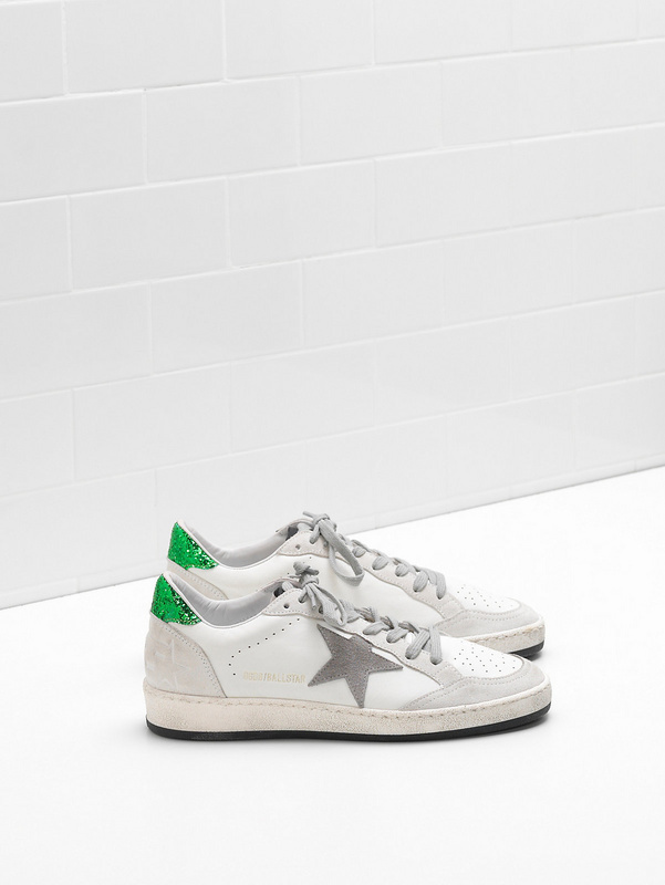 golden goose BALL STAR Sneakers G32WS592.F8 Upper in calf leather Suede star Glittery heel ta