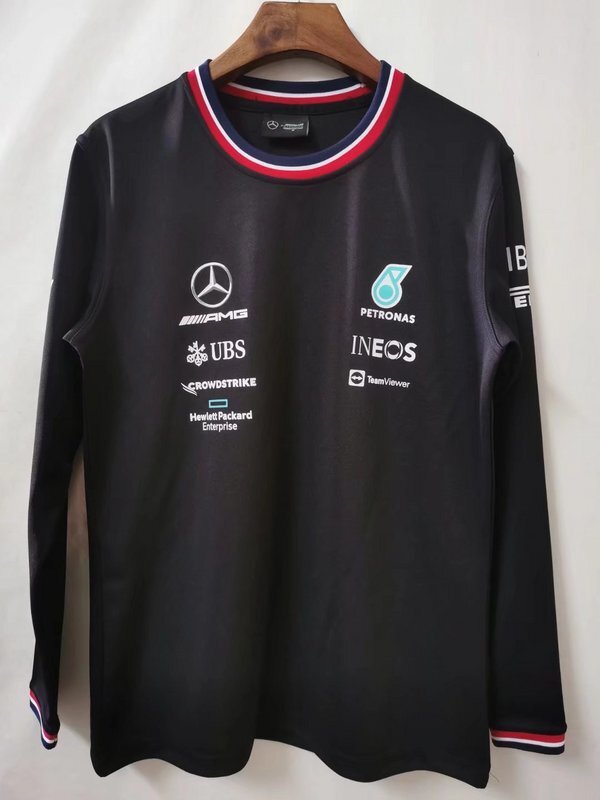 mercedes Mercedes Benz 2022 F1 black long sleeves T shirt9A8F
