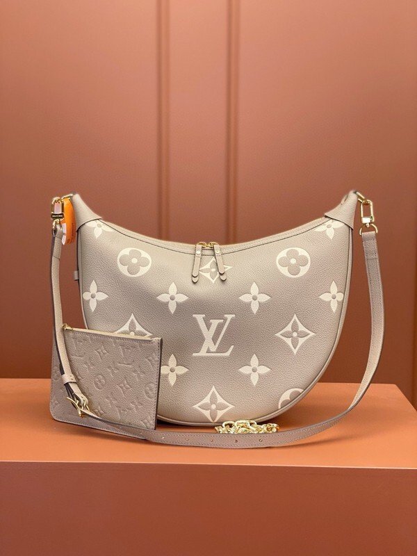 shoulder bag lv loop hobo bag light grey genuine leather bag for womenA50D
