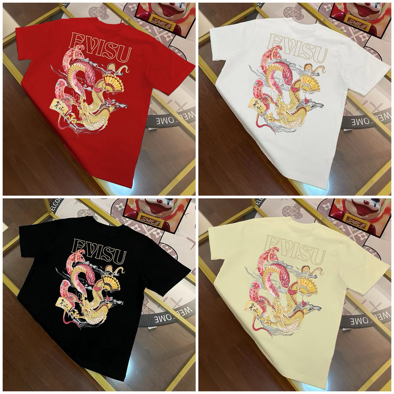 EVISU 1580）EVISU 福神 25新款 騰蛇 金龍 字母 海鷗m 短袖 短T 潮流 時�