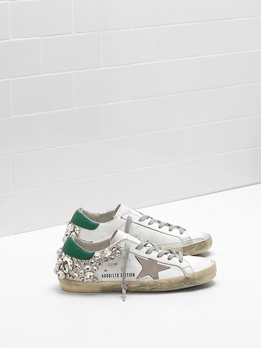 golden goose SUPERSTAR Sneakers G33WS590.H66 Upper in calf leather Suede star With stones app
