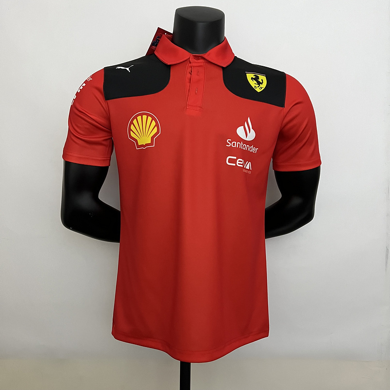 mercedes Ferrari 2023 red polo shirtEEA4