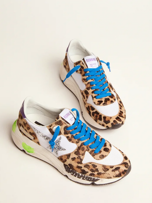 golden goose Running Sole sneakers in leopard-print pony skin(8A85)
