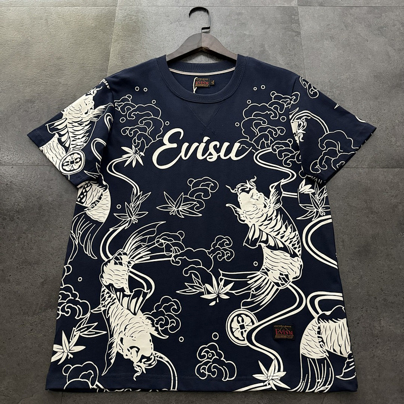 EVISU 1580）EVISU 福神 25新款 滿版 錦鯉 花卉 家徽 短袖 短T 時尚 潮流