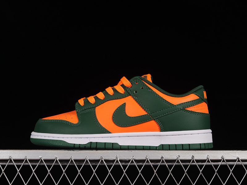 dunk 270 DD1391 300 SB DUNK LOW MIAMI HURRICANES GORGE GREEN WHITE TOTAL ORANGE UNISEX 36 45
