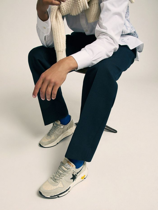 golden goose Running Sole sneakers in mesh and ice-gray suede(27AD)