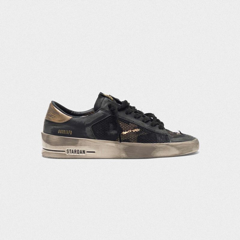 golden goose Distressed black and gold Stardan LTD sneakers(F15B)
