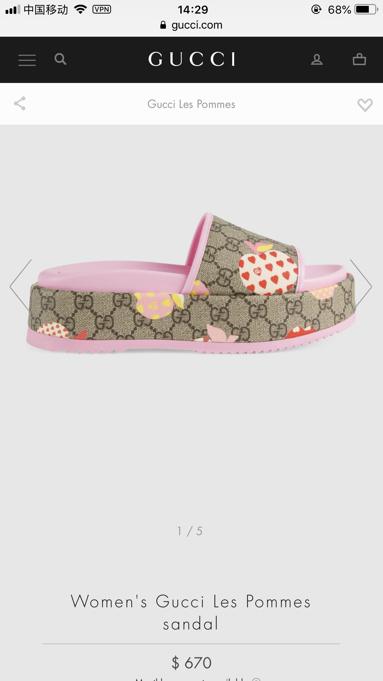 GUCCI SHOES Women's Gucci Les Pommes slide sandal 664214(135 usd)(E7A8)