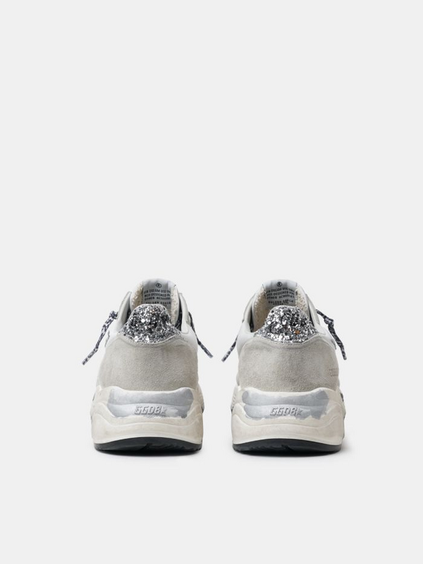 golden goose Running Sole in nylon and suede with glitter Golden star(71C3)