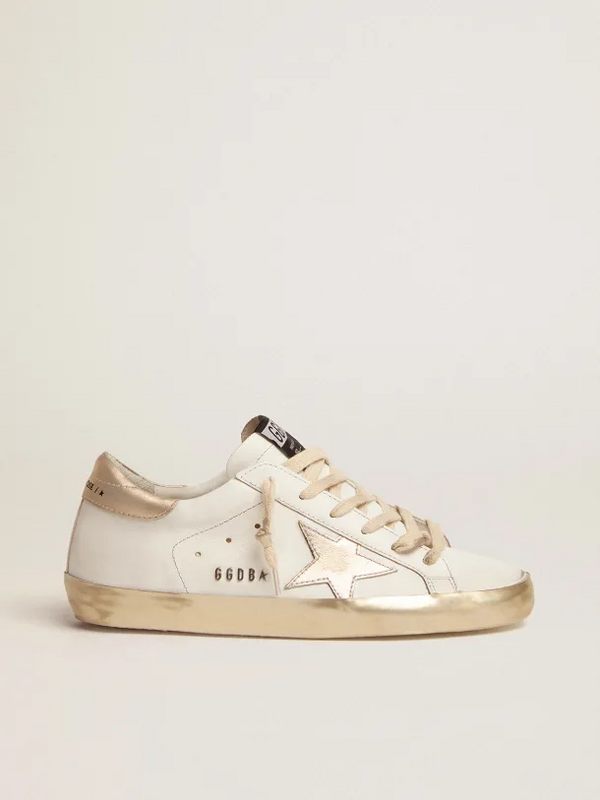 golden goose Super-Star sneakers with gold sparkle foxing and metal stud lettering(B877)